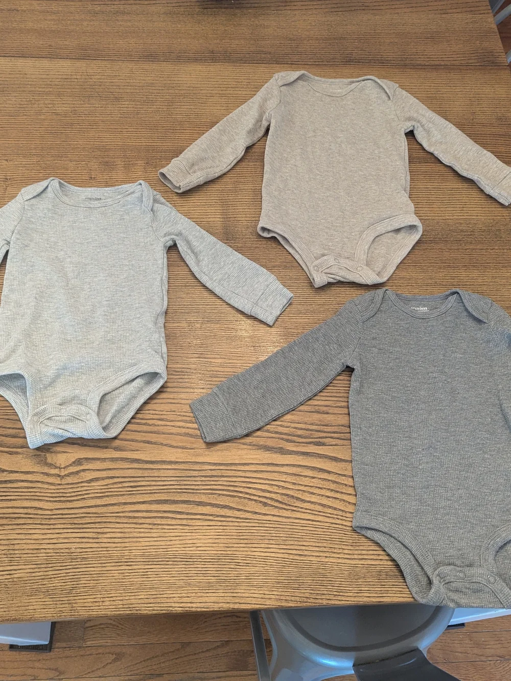 EUC Simple Joy Carters Baby Boy 18 month Waffle Knit Thermal Neutral LS Bodysuit